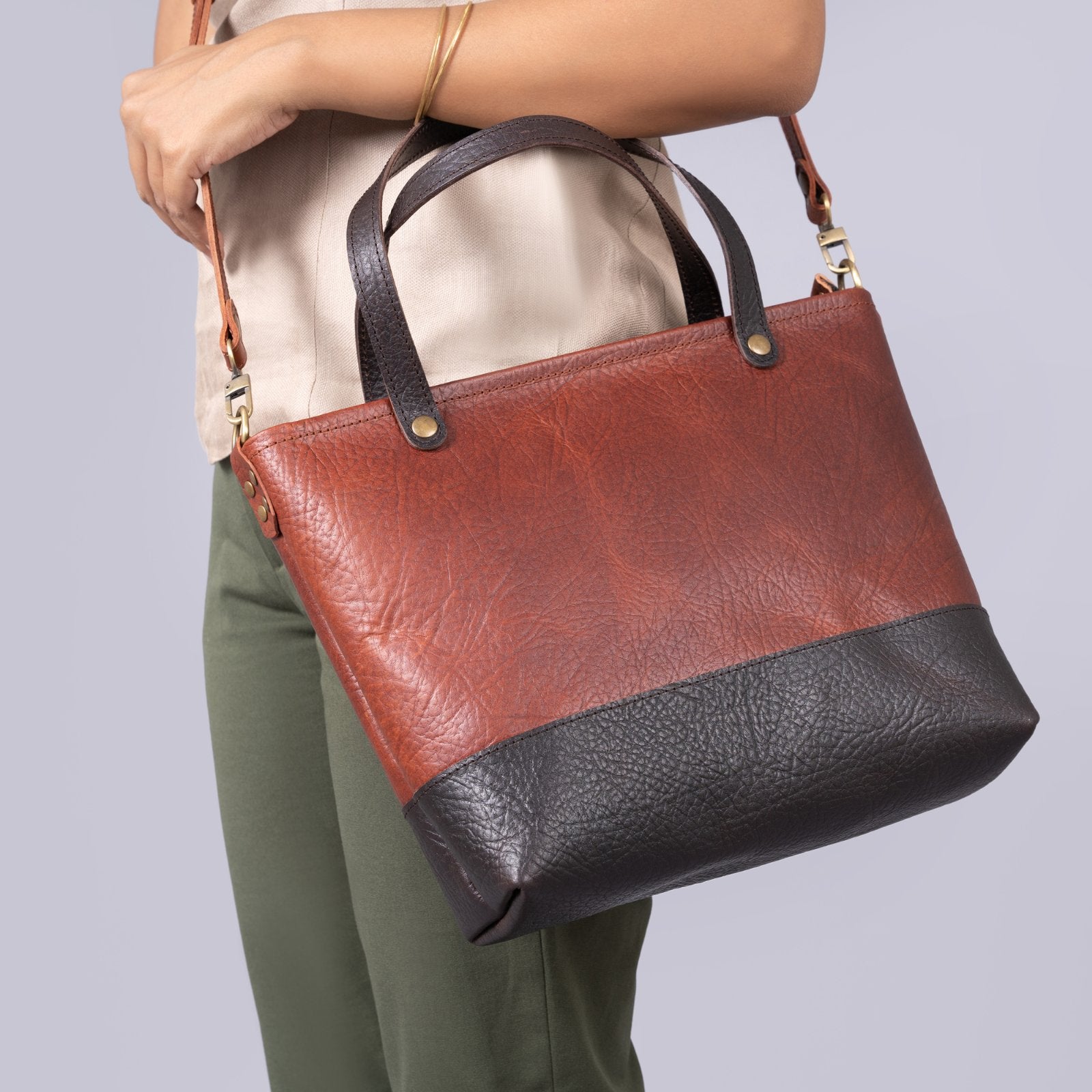 The Mini - Reddish-Brown Leather Tote | Bear Necessities Pakistan
