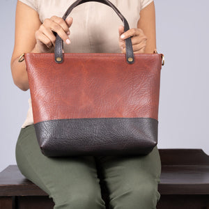 The Mini - Reddish-Brown Leather Tote | Bear Necessities Pakistan