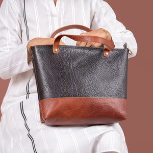 The Mini - Dark Brown Leather Tote | Bear Necessities Pakistan